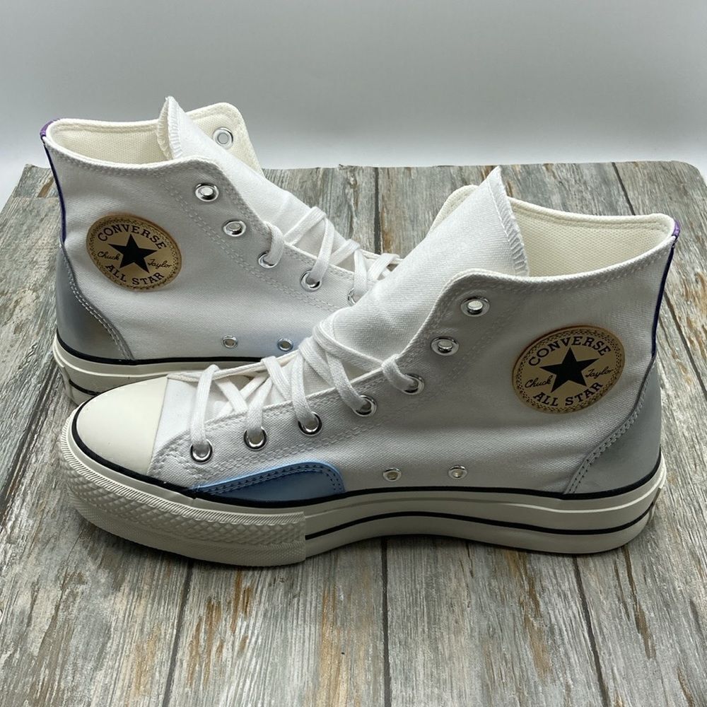 Women’s Converse All Star Lift Platform Chrome Sneaker Shoes Size 8 - Picture 3 of 6